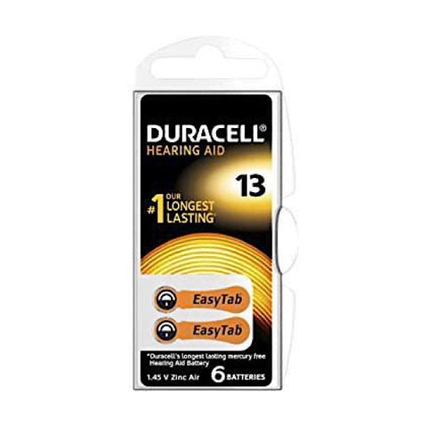 Duracell Hearing Aid Battery 13 Orange 6 pack