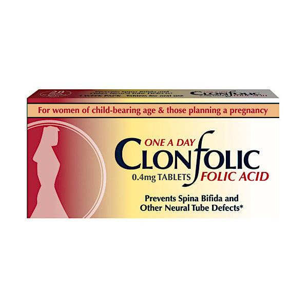 Clonfolic 0.4Mg Folic Acid Tablets 28 Pack