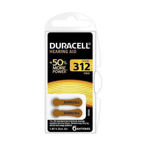 Duracell Hearing Aid Battery 312 Brown 6 pack