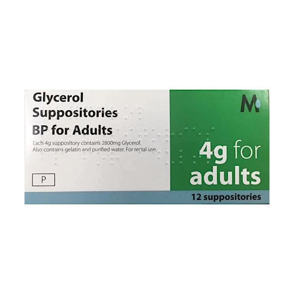 Glycerol Adult Suppositories 4g 12 Pack