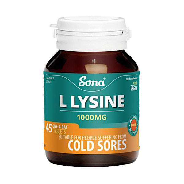 Sona L-Lysine Tablets 1000mg 45 Pack