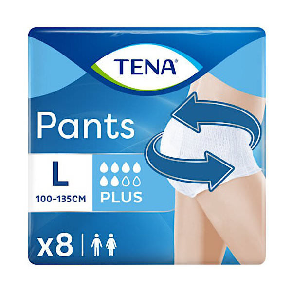 Tena Unisex Pants Plus Large 8 Pack